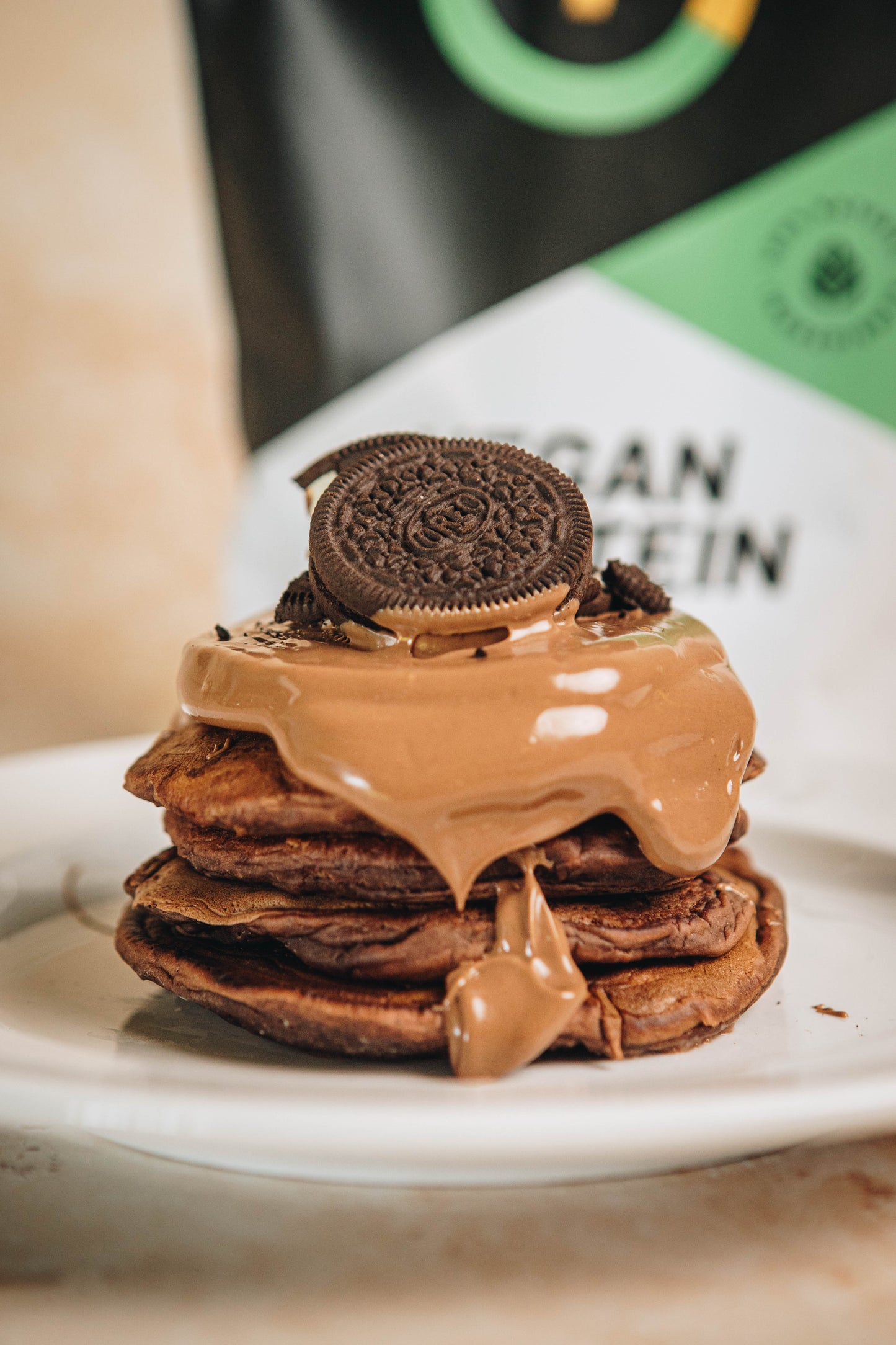 Decadent Vegan Dark Chocolate Protein Pancakes