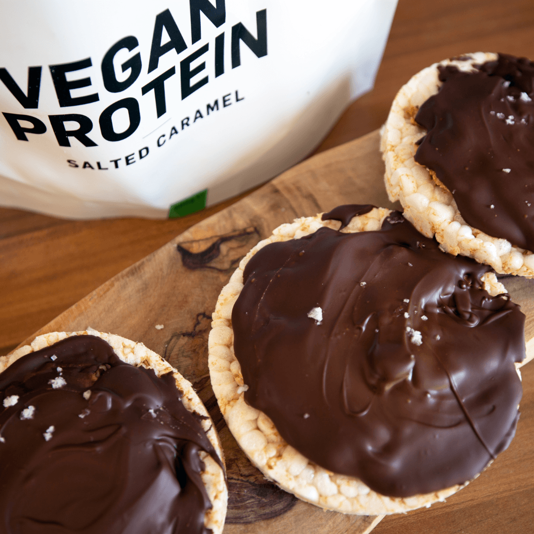 
                    Protein and Chocolate Rice Cakes
                