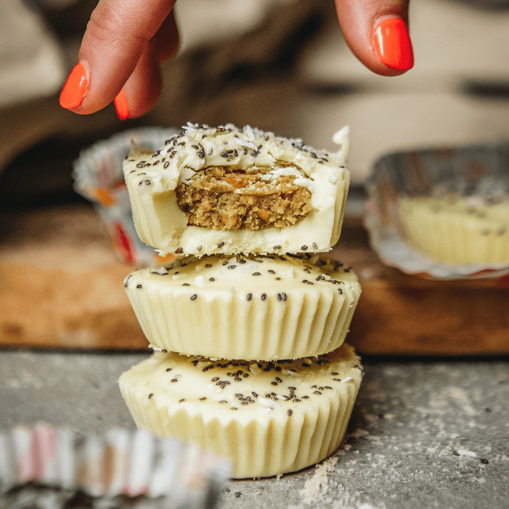 
                    White Chocolate Protein Peanut Cups
                